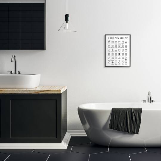 Stupell Industries Minimal Laundry Guide Cleaning Chart Helpful Symbols Framed Wall Art